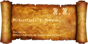 Mikustyák Manna névjegykártya